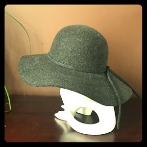 100% wool, gray, floppy wide rim
